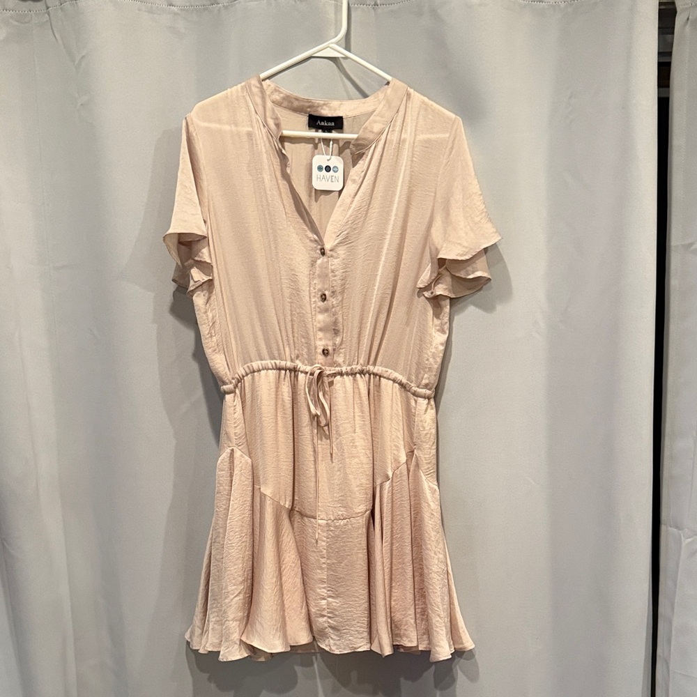 Aakaa Cream Button-Up Dress